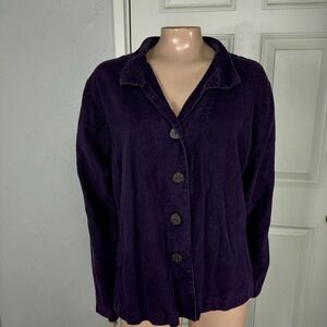 Sympatico Women's Shirt Large Hemp Tencel Lagenlook Bohemian Casual Button S3-24